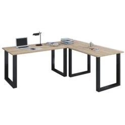 VCM Schreibtisch Lona, 916416, Sonoma Eiche, Maße: 190 X 190cm, L-Form