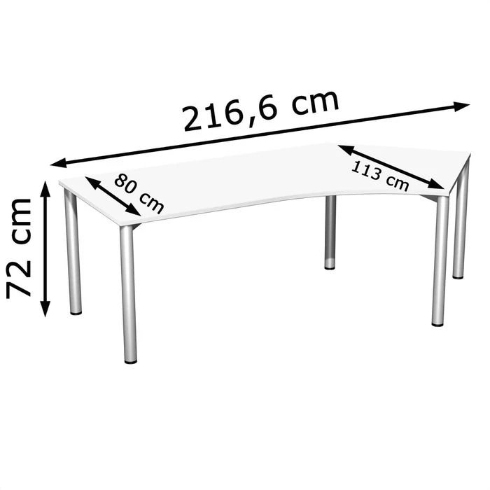 Geramöbel Schreibtisch Flex S-550316-WS, Weiß, Maße: 216,6 X 113cm, 135° Winkel 5 Geramöbel Schreibtisch Flex S-550316-WS, Weiß, Maße: 216,6 X 113cm, 135° Winkel – Bild 5