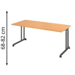 Hammerbacher Schreibtisch Z-Serie, Verstellbar, 180 X 68-82 X 80cm, Buche / Graphit