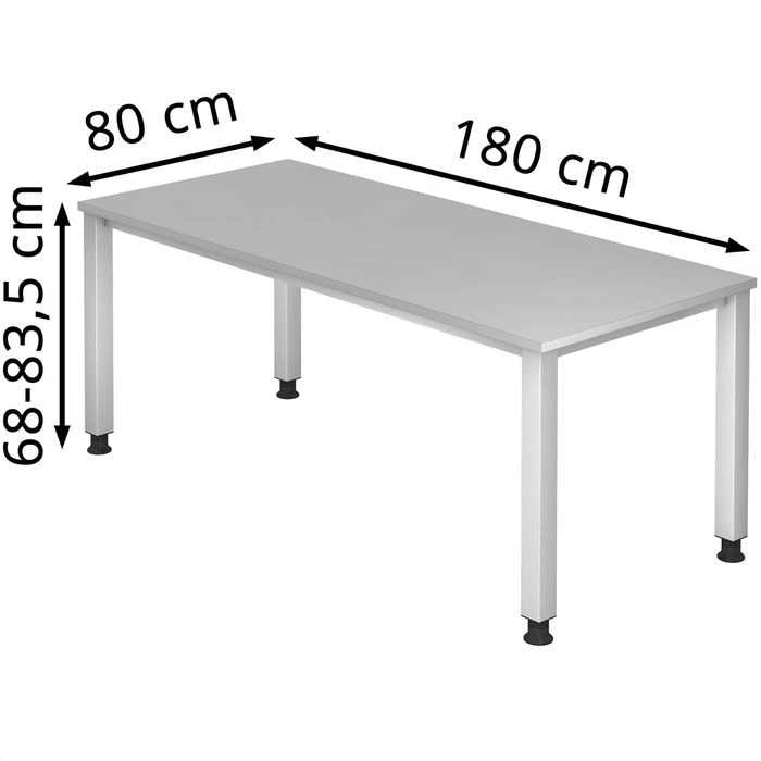 Hammerbacher Schreibtisch Q-Serie, Lichtgrau, Höhenverstellbar, 180 X 68-83,5 X 80cm 2 Hammerbacher Schreibtisch Q-Serie, Lichtgrau, Höhenverstellbar, 180 X 68-83,5 X 80cm – Bild 2